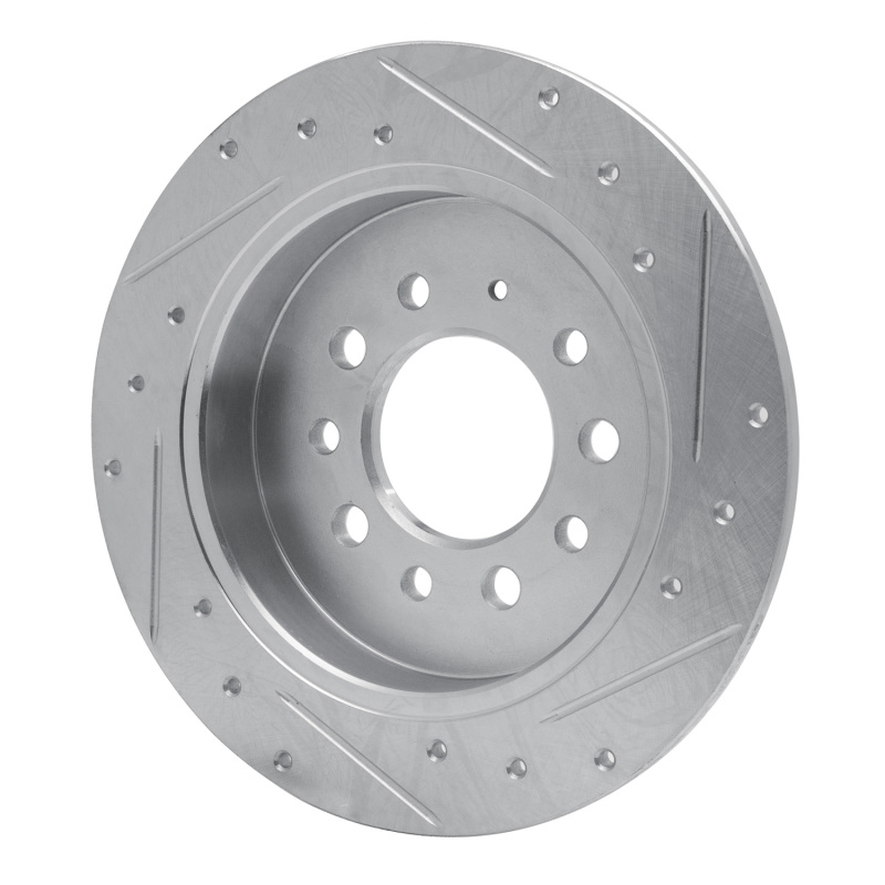 Hyundai Tiburon Brake Rotor (1) - Rear Left - R1 Concepts - Drilled & Slotted - Silver - `07-`08